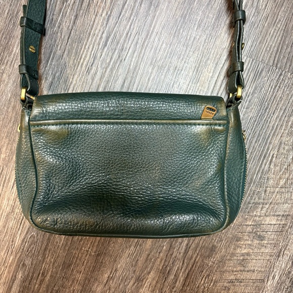 Fossil Leather Crossbody Purse - forest green leather, gold hardware. - Picture 10 of 14
